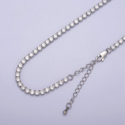 24K Gold Filled Clear CZ Tennis 18 Inch Layering Chain Necklace in Gold &amp; Silver | WA-680 WA-681 Clearance Pricing