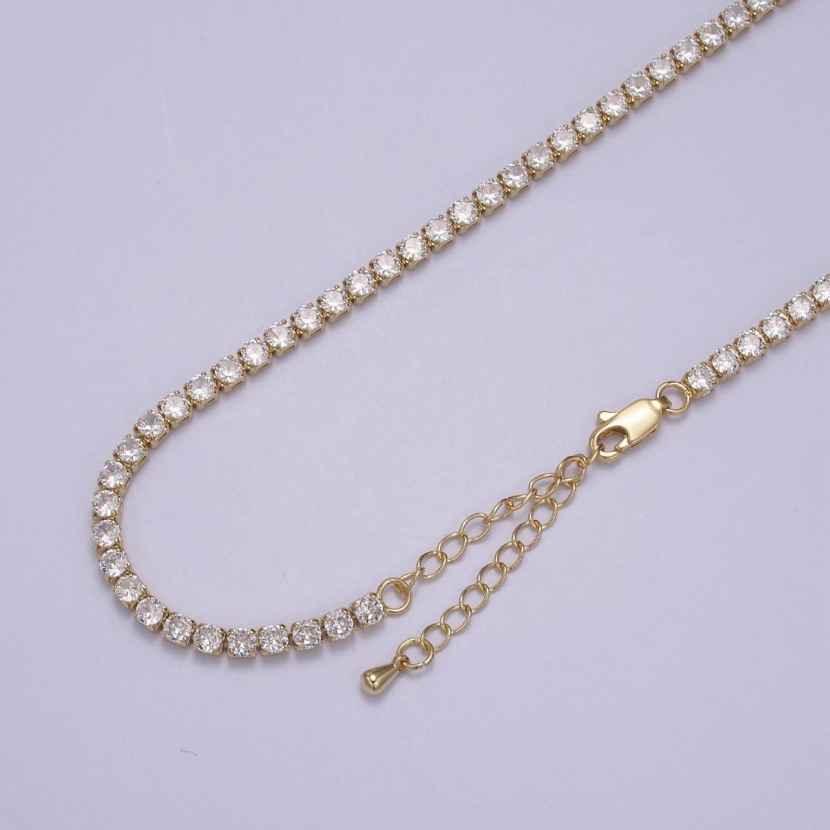 24K Gold Filled Clear CZ Tennis 18 Inch Layering Chain Necklace in Gold &amp; Silver | WA-680 WA-681 Clearance Pricing