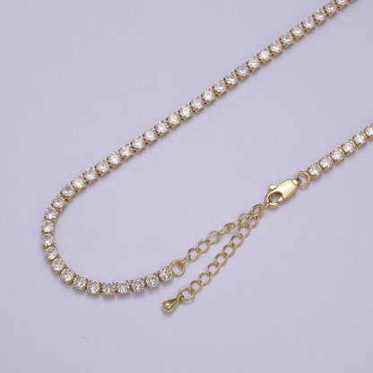 24K Gold Filled Clear CZ Tennis 18 Inch Layering Chain Necklace in Gold &amp; Silver | WA-680 WA-681 Clearance Pricing