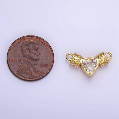 24K Gold Filled Clear CZ Triangle Geometric Tube Connector | F165
