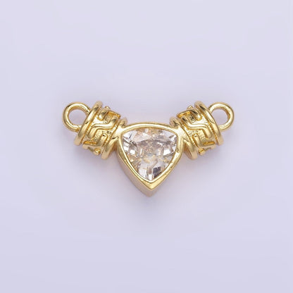 24K Gold Filled Clear CZ Triangle Geometric Tube Connector | F165