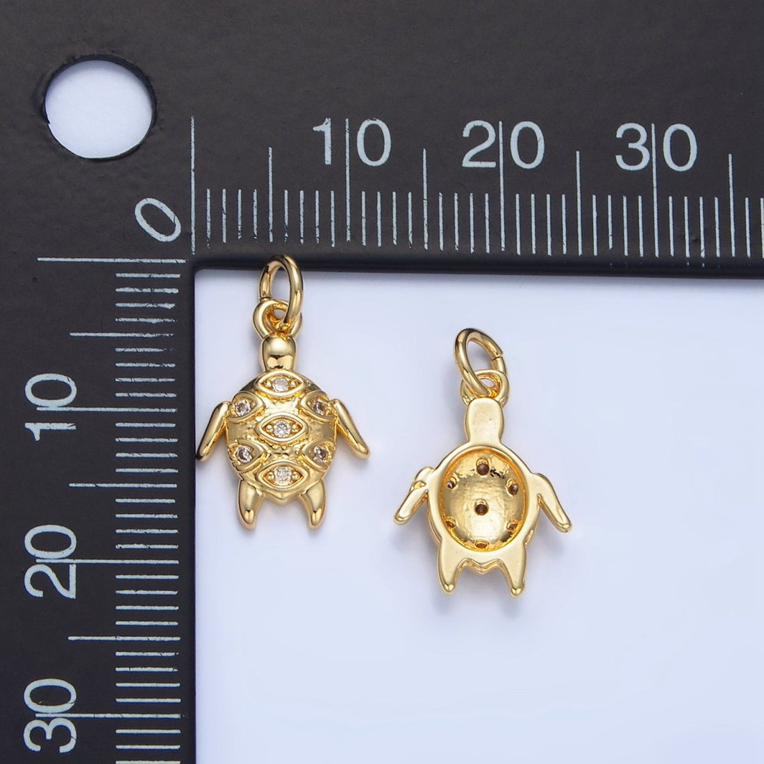 24K Gold Filled Clear CZ Turtle Tortoise Animal Charm | X876