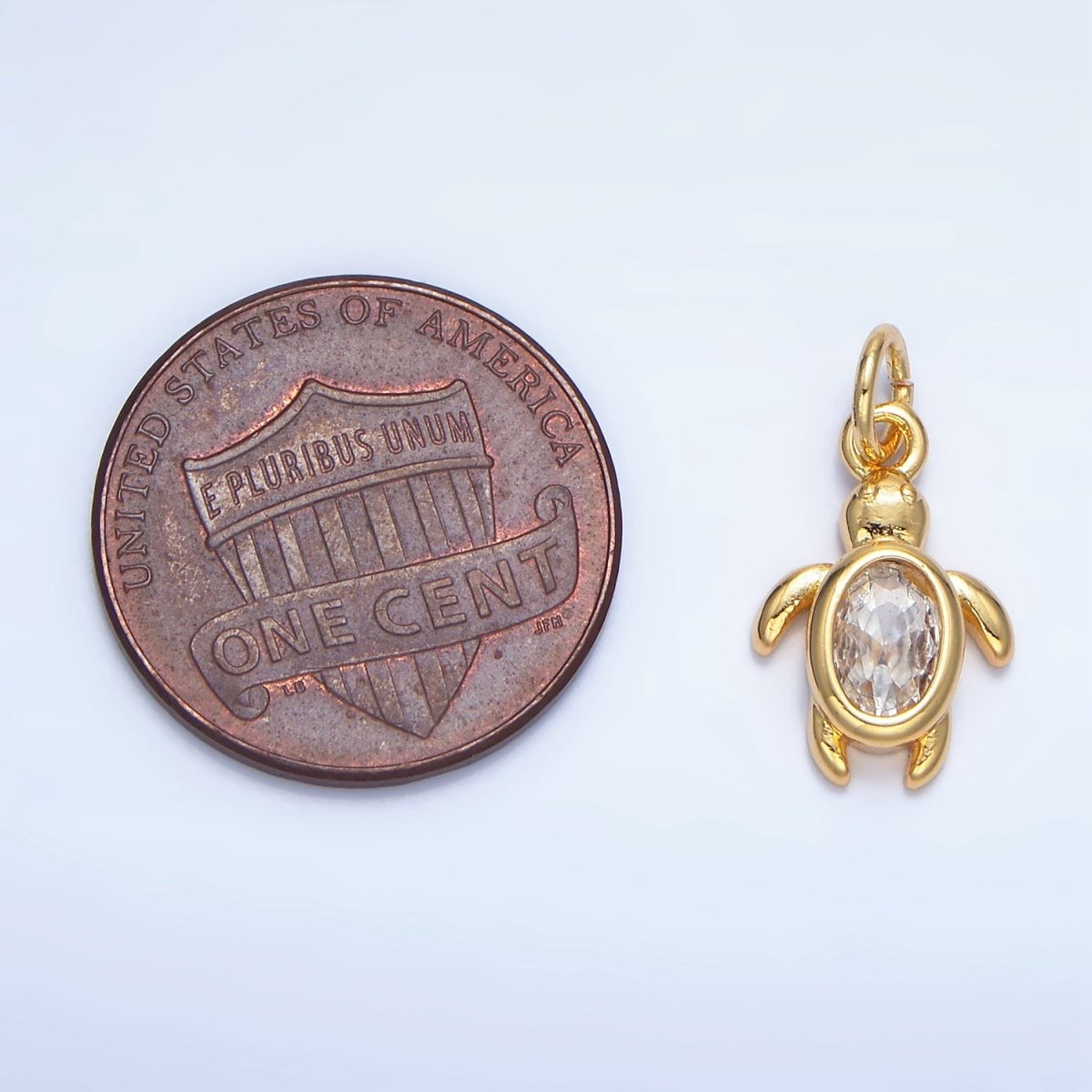 24K Gold Filled 14mm Clear CZ Turtle Tortoise Mini Charm in Gold &amp; Silver | X857