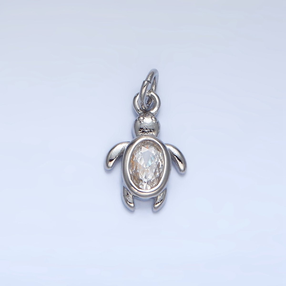 24K Gold Filled 14mm Clear CZ Turtle Tortoise Mini Charm in Gold &amp; Silver | X857