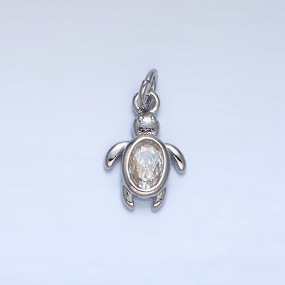 24K Gold Filled 14mm Clear CZ Turtle Tortoise Mini Charm in Gold &amp; Silver | X857