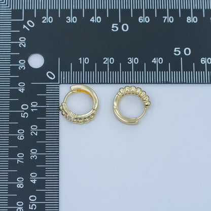 24K Gold Filled Clear Micro Paved CZ Dotted Huggie Earrings Set | AB1063