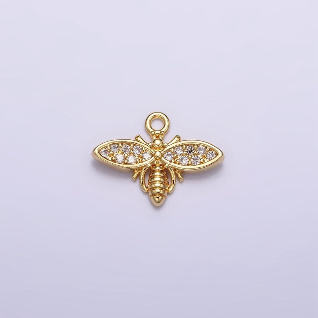 24K Gold Filled Clear Micro Paved CZ Insect Bee Wasps Add-On Charm | AC1427
