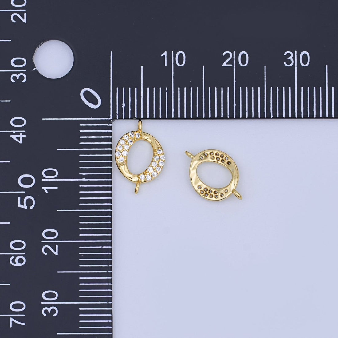 24K Gold Filled Clear Micro Paved CZ Round Connector | Y026