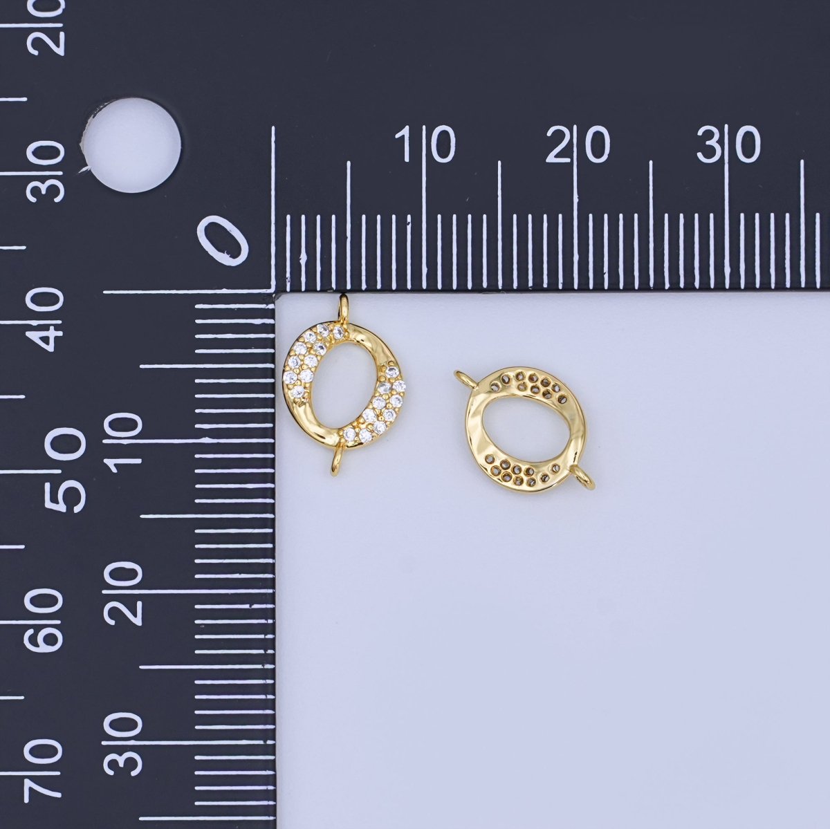 24K Gold Filled Clear Micro Paved CZ Round Connector | Y026