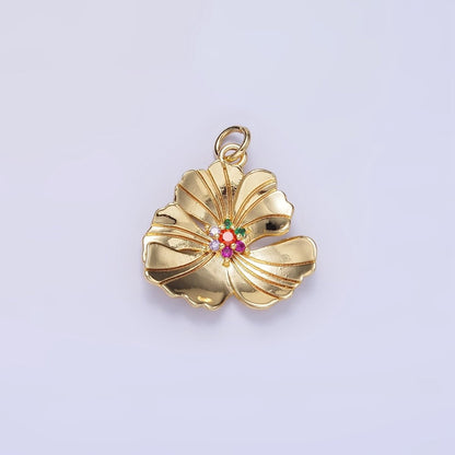 24K Gold Filled Clear, Multicolor Lined Flower Petal Charm in Gold &amp; Silver | D269 D270