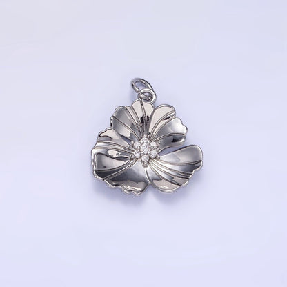 24K Gold Filled Clear, Multicolor Lined Flower Petal Charm in Gold &amp; Silver | D269 D270