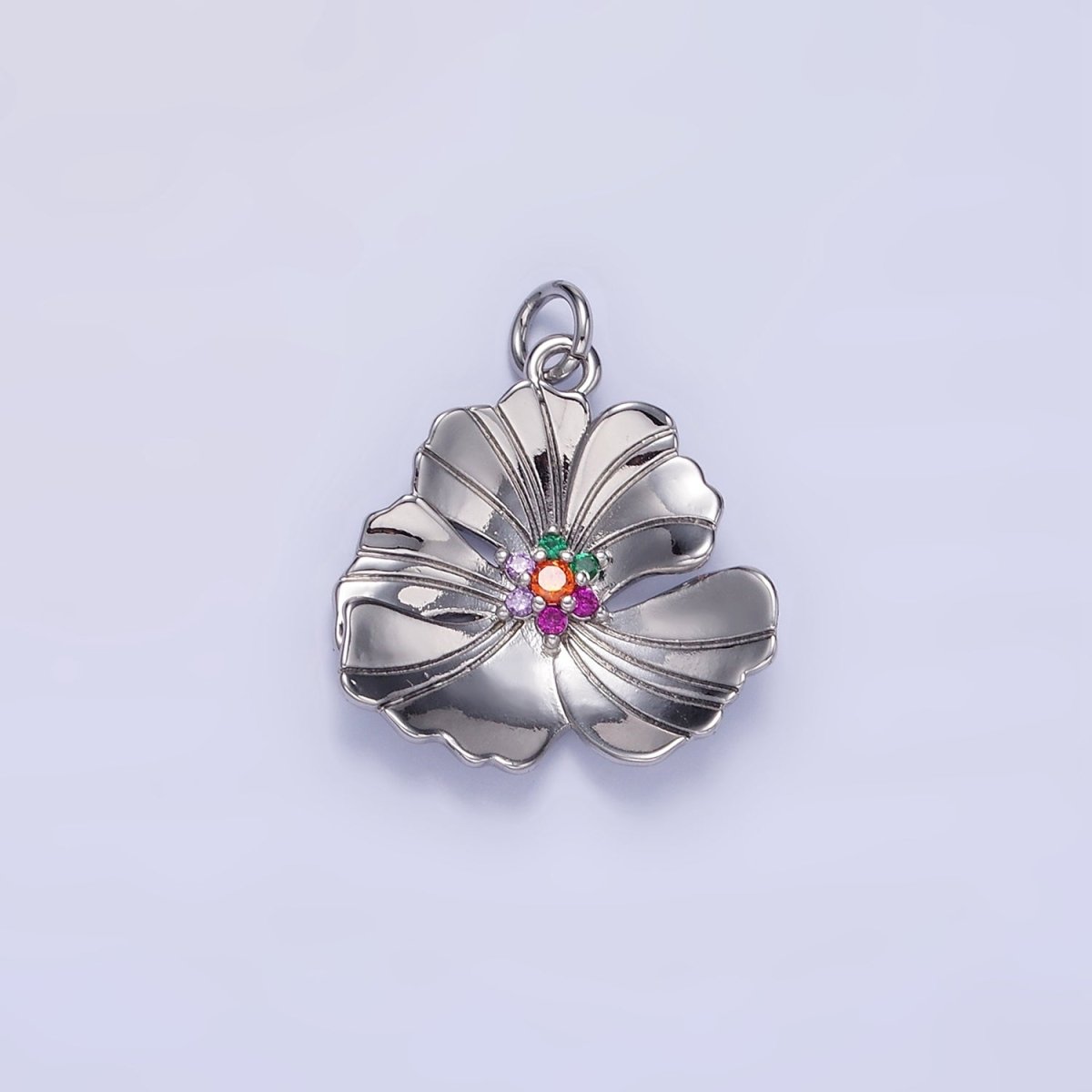 24K Gold Filled Clear, Multicolor Lined Flower Petal Charm in Gold &amp; Silver | D269 D270