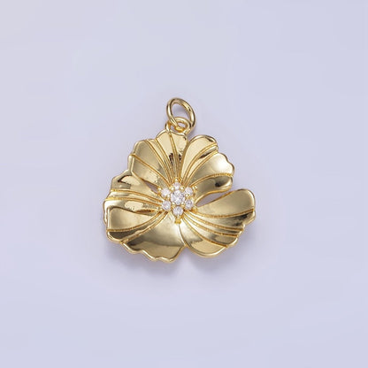24K Gold Filled Clear, Multicolor Lined Flower Petal Charm in Gold &amp; Silver | D269 D270