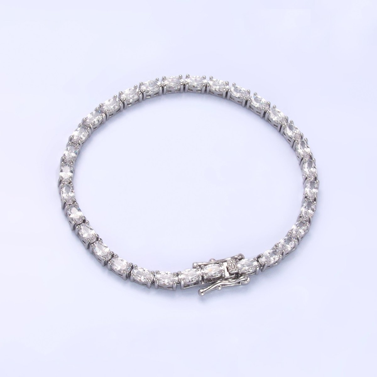 24K Gold Filled Clear Oval CZ Tennis Chain Bracelet in Gold &amp; Silver | WA-3032 WA-3033