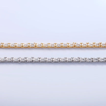 24K Gold Filled Clear Oval CZ Tennis Chain Bracelet in Gold &amp; Silver | WA-3032 WA-3033