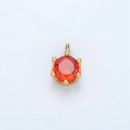 24K Gold Filled Clear, Purple, Green, Pink, Peach, Red, Olive Mini Round CZ Charm | AC132 - AC135