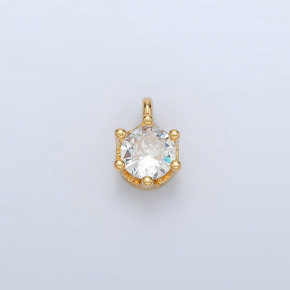 24K Gold Filled Clear, Purple, Green, Pink, Peach, Red, Olive Mini Round CZ Charm | AC132 - AC135