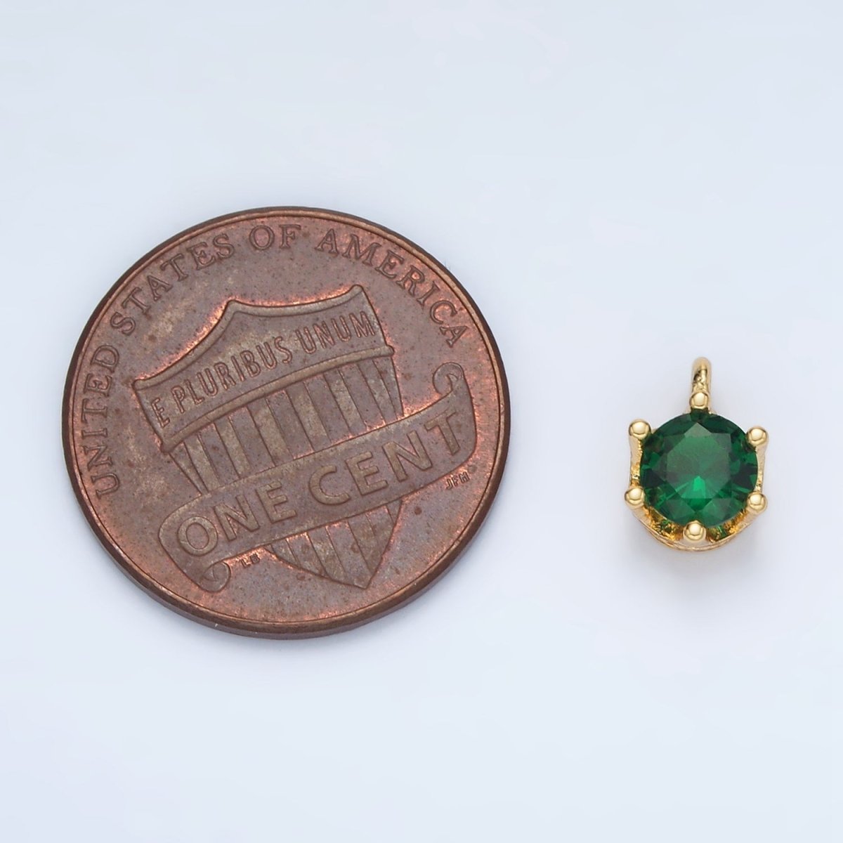 24K Gold Filled Clear, Purple, Green, Pink, Peach, Red, Olive Mini Round CZ Charm | AC132 - AC135