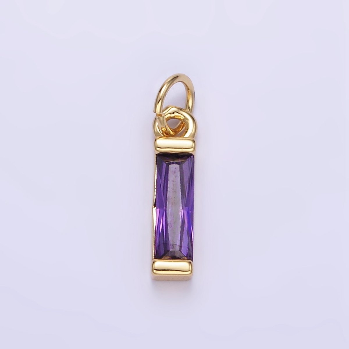 24K Gold Filled Clear, Purple, Peach, Red, Pink Baguette CZ Bar Charm | E358 - E360