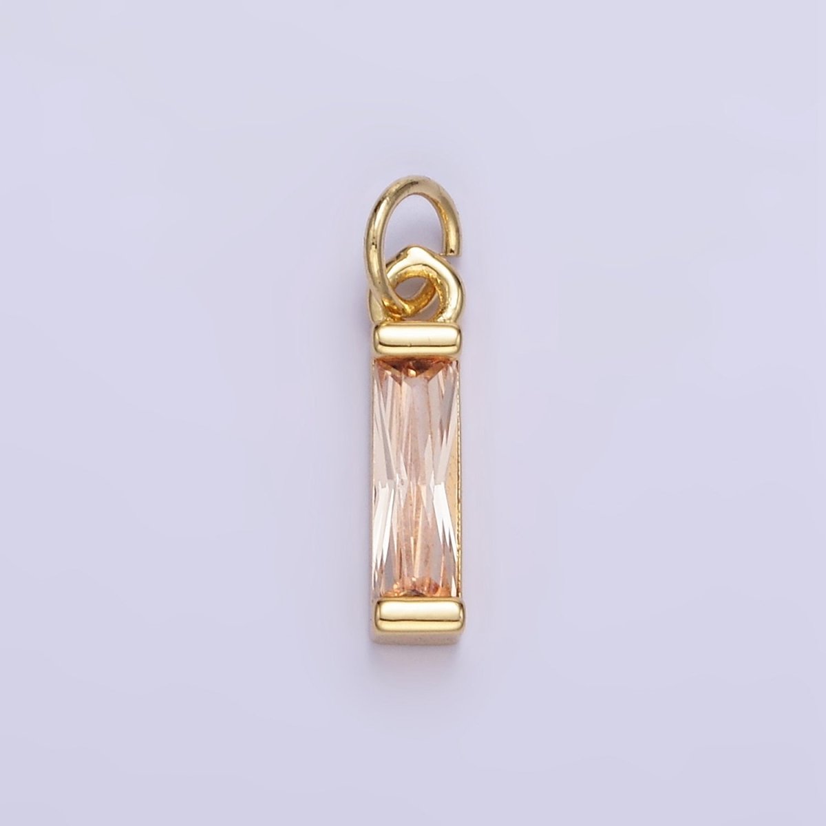 24K Gold Filled Clear, Purple, Peach, Red, Pink Baguette CZ Bar Charm | E358 - E360