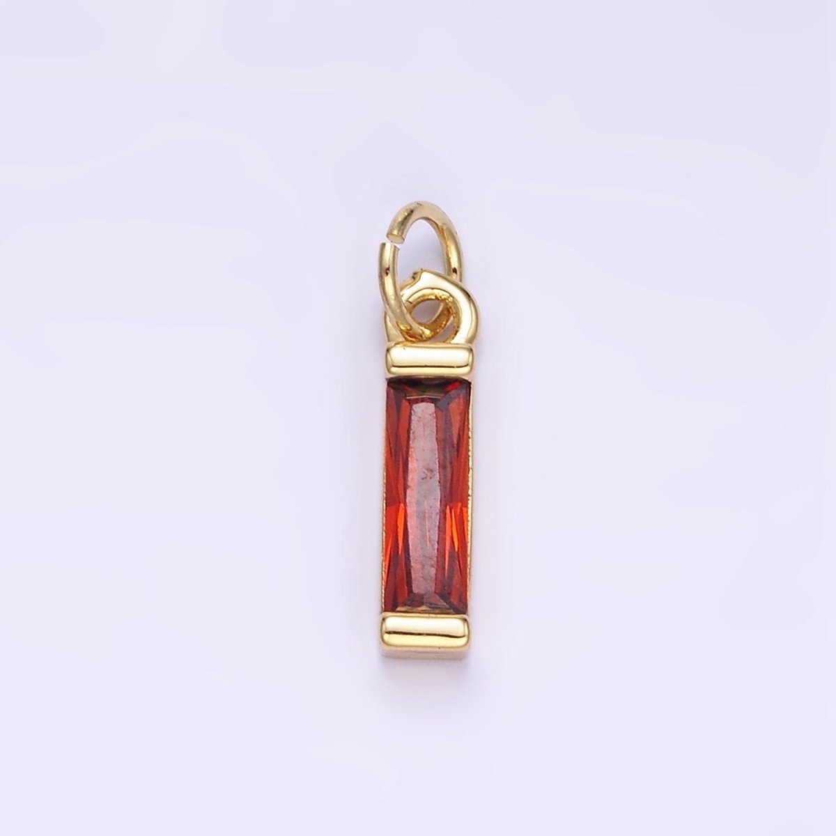 24K Gold Filled Clear, Purple, Peach, Red, Pink Baguette CZ Bar Charm | E358 - E360