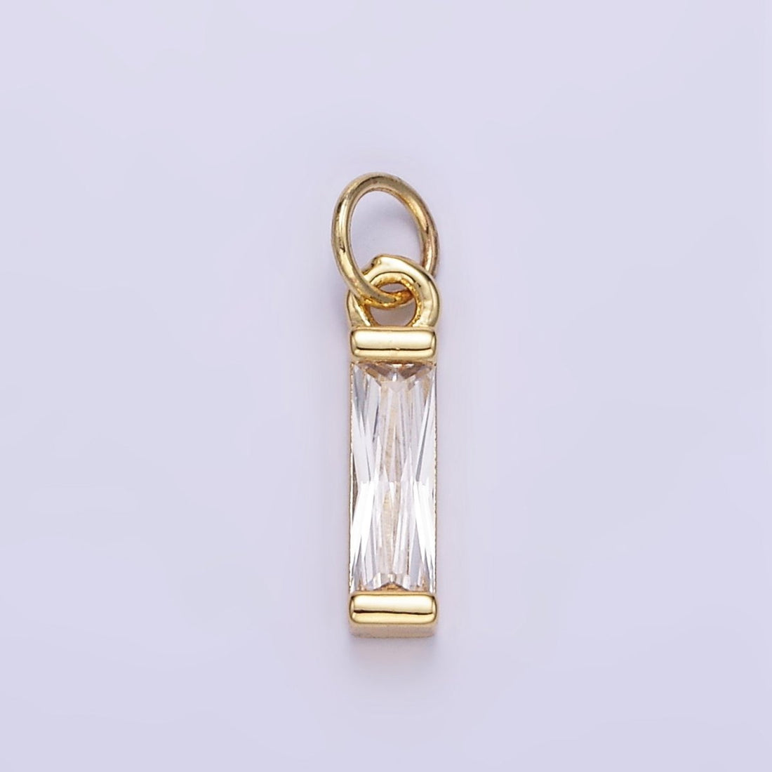 24K Gold Filled Clear, Purple, Peach, Red, Pink Baguette CZ Bar Charm | E358 - E360
