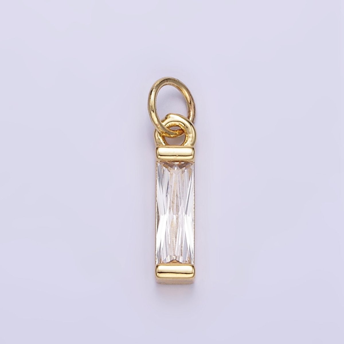 24K Gold Filled Clear, Purple, Peach, Red, Pink Baguette CZ Bar Charm | E358 - E360