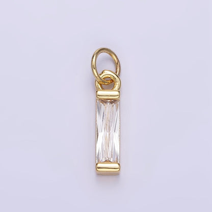 24K Gold Filled Clear, Purple, Peach, Red, Pink Baguette CZ Bar Charm | E358 - E360