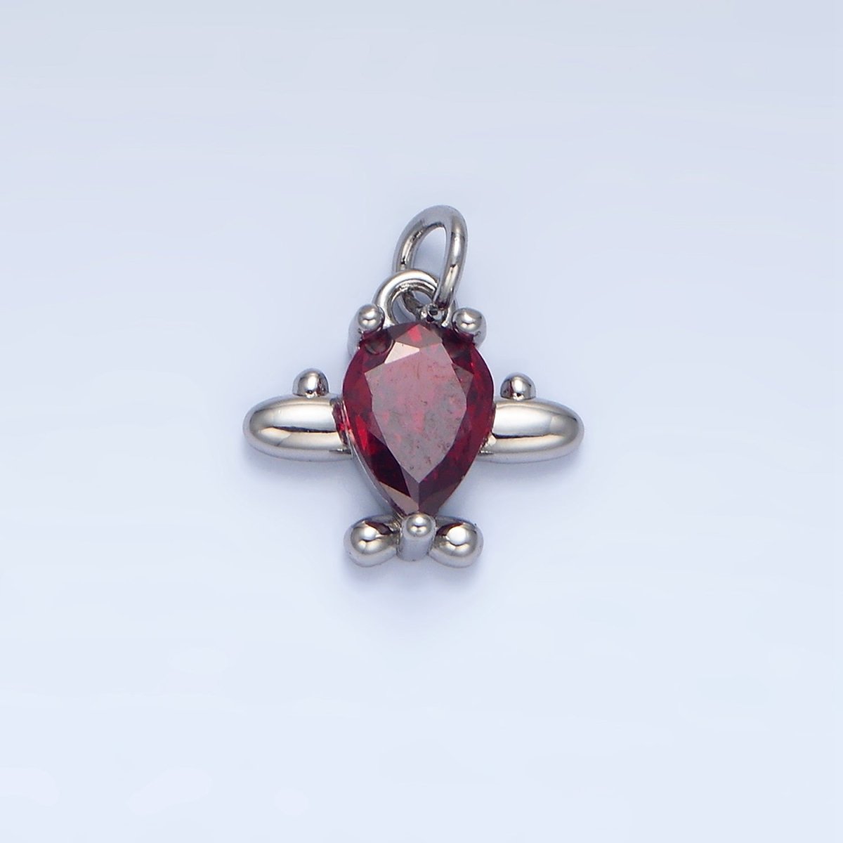 24K Gold Filled Clear, Red CZ Airplane Charm in Gold &amp; Silver | X929 X930