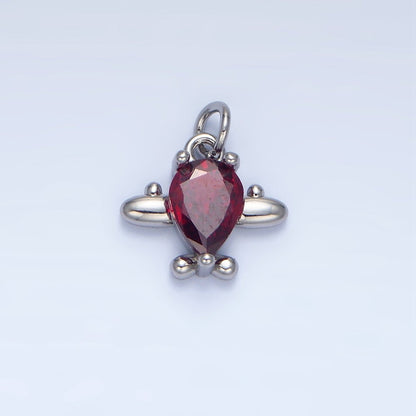24K Gold Filled Clear, Red CZ Airplane Charm in Gold &amp; Silver | X929 X930