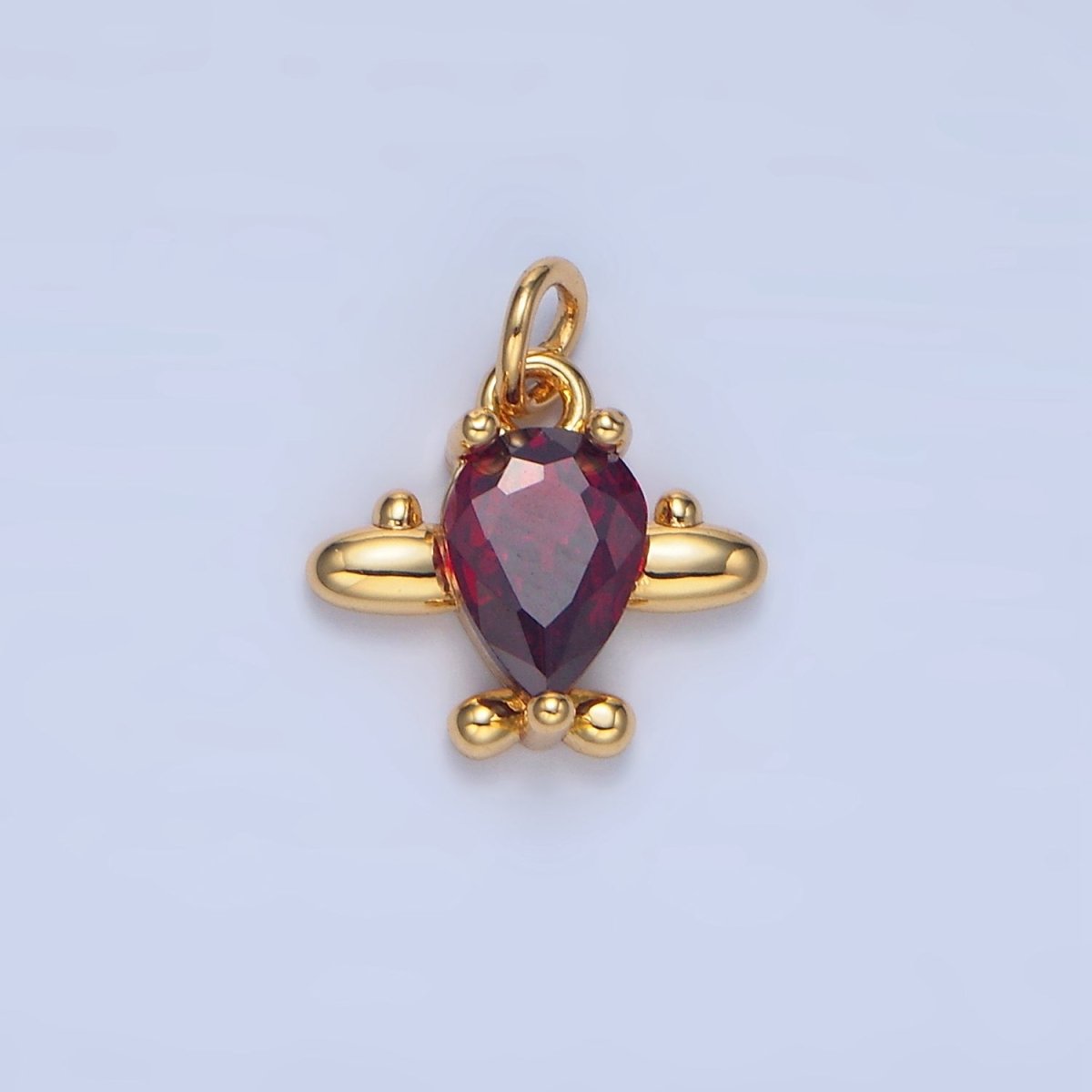 24K Gold Filled Clear, Red CZ Airplane Charm in Gold &amp; Silver | X929 X930