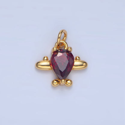 24K Gold Filled Clear, Red CZ Airplane Charm in Gold &amp; Silver | X929 X930