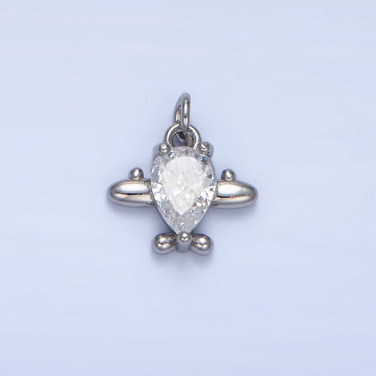24K Gold Filled Clear, Red CZ Airplane Charm in Gold &amp; Silver | X929 X930