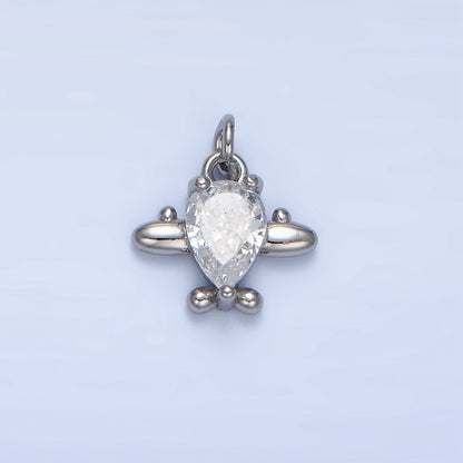 24K Gold Filled Clear, Red CZ Airplane Charm in Gold &amp; Silver | X929 X930