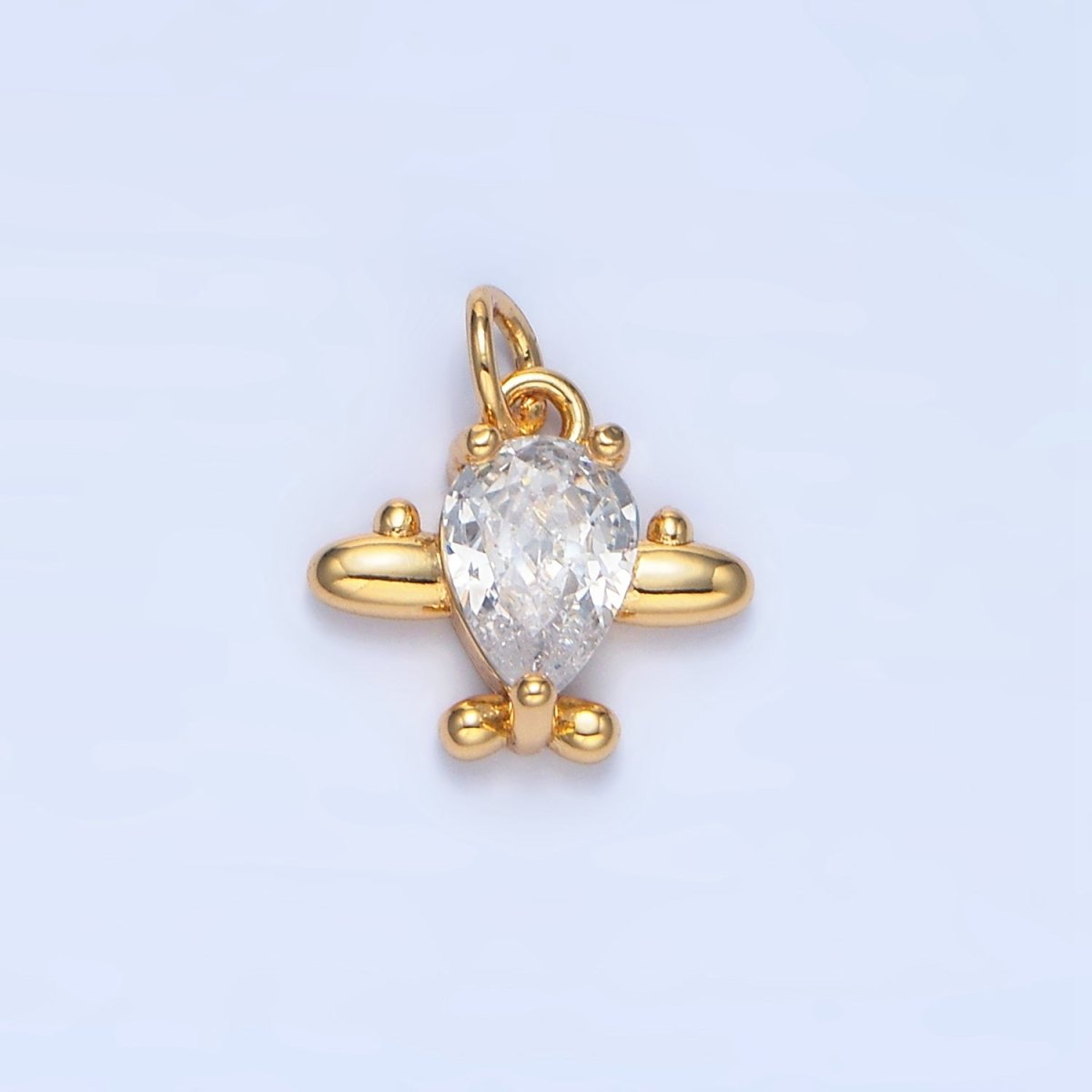 24K Gold Filled Clear, Red CZ Airplane Charm in Gold &amp; Silver | X929 X930
