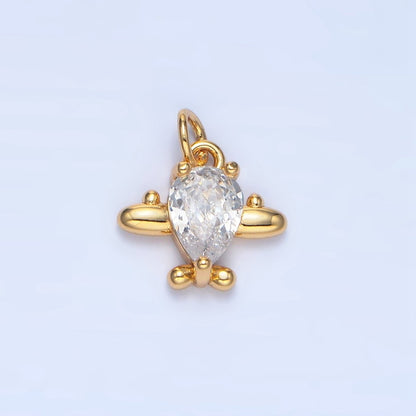 24K Gold Filled Clear, Red CZ Airplane Charm in Gold &amp; Silver | X929 X930