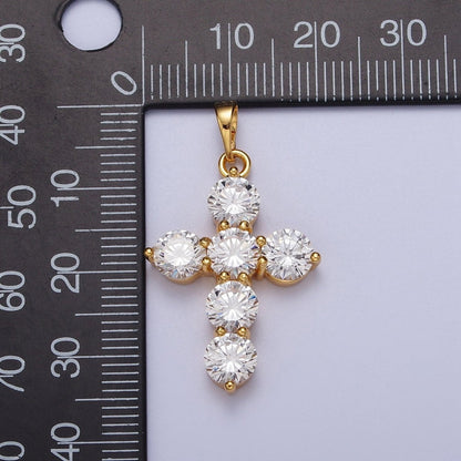 24K Gold Filled Clear Religious Cross Pendant H-291