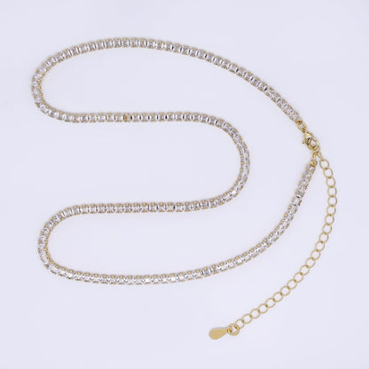 Clear Square CZ with Lobster Clasp Tennis Gold Filled CZ Necklace 16 Inch + Extender | WA-3330