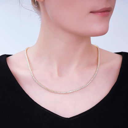 Clear Square CZ with Lobster Clasp Tennis Gold Filled CZ Necklace 16 Inch + Extender | WA-3330
