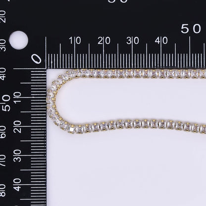 Clear Square CZ with Lobster Clasp Tennis Gold Filled CZ Necklace 16 Inch + Extender | WA-3330