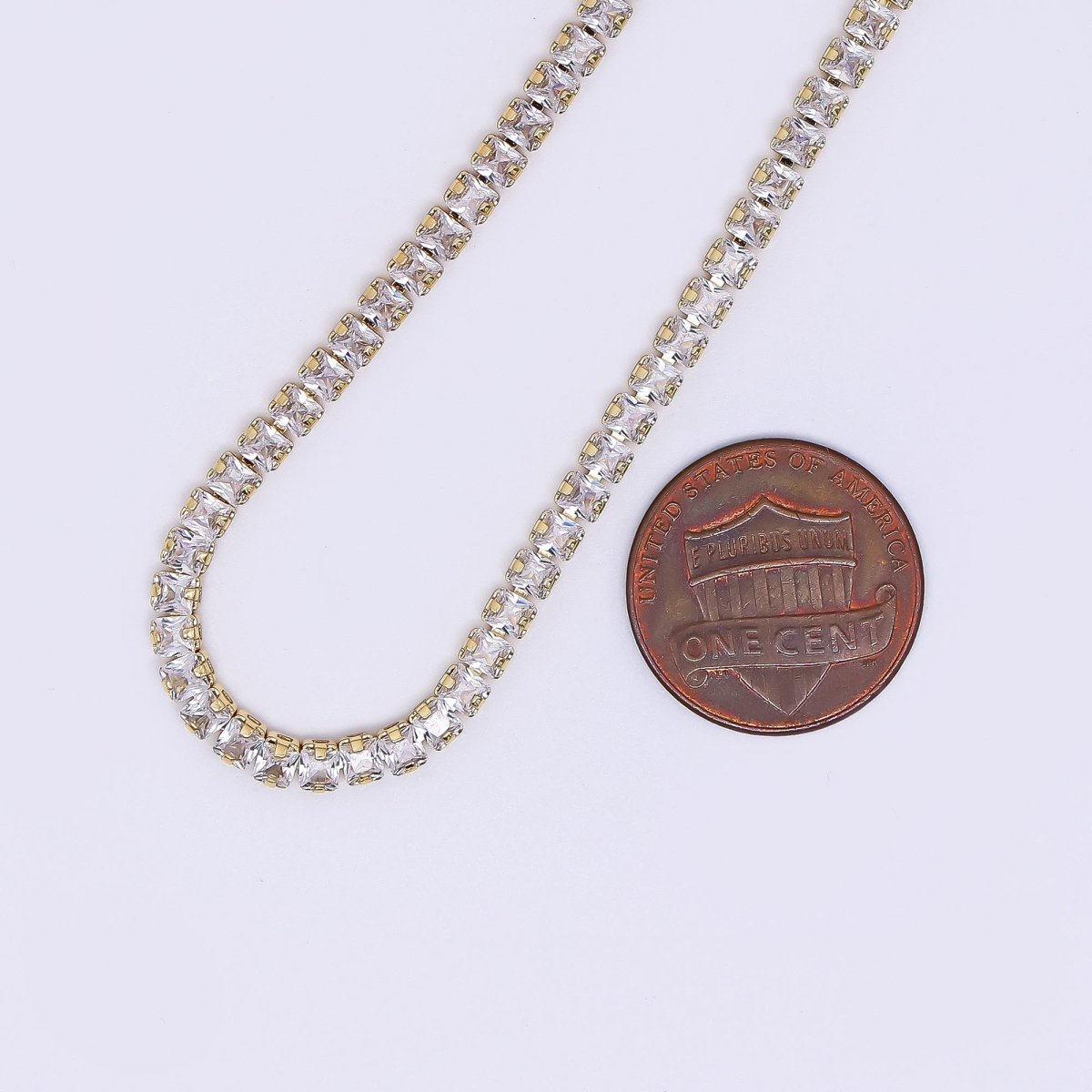 Clear Square CZ with Lobster Clasp Tennis Gold Filled CZ Necklace 16 Inch + Extender | WA-3330