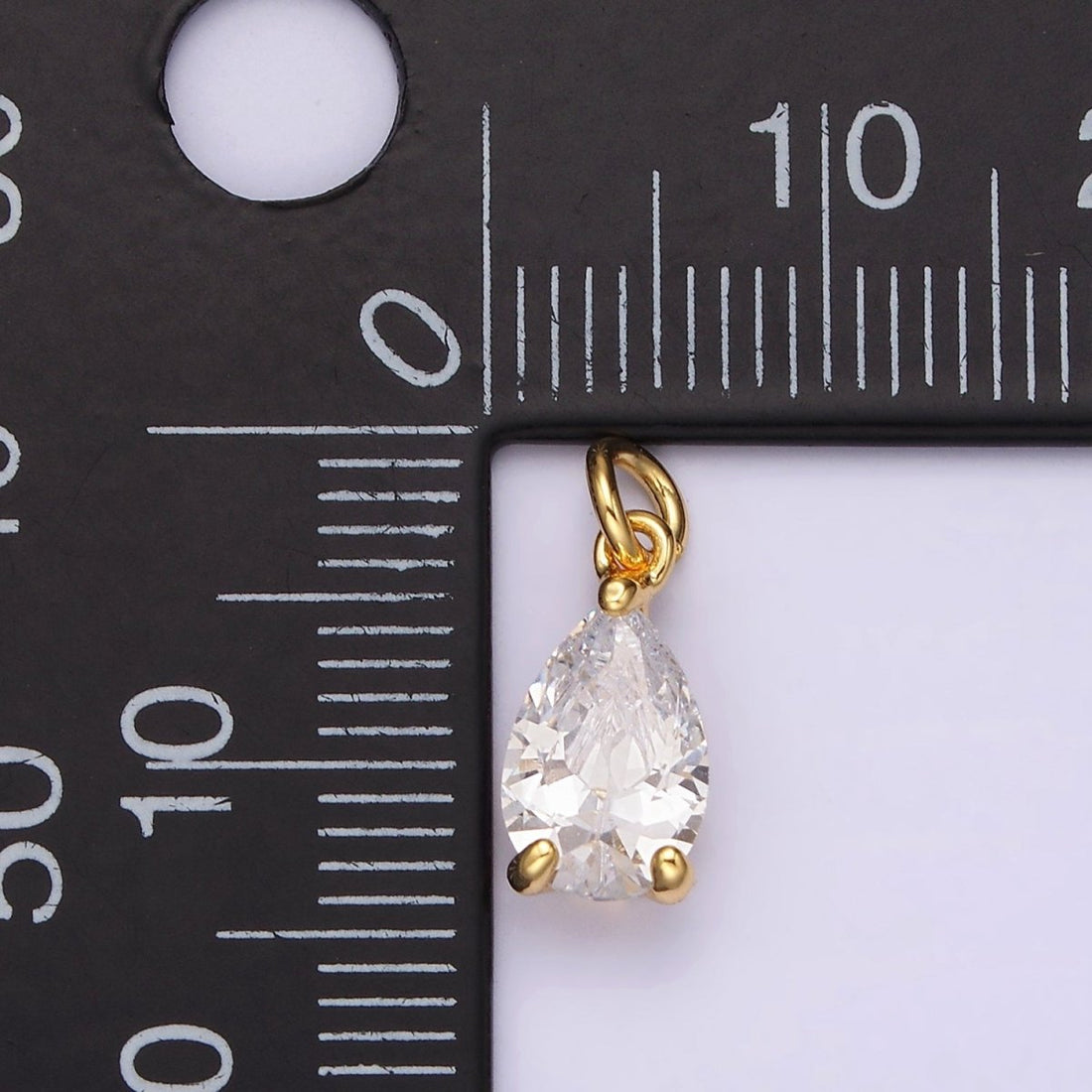 24K Gold Filled Clear Teardrop CZ Bezel Add-On Charm | AC877