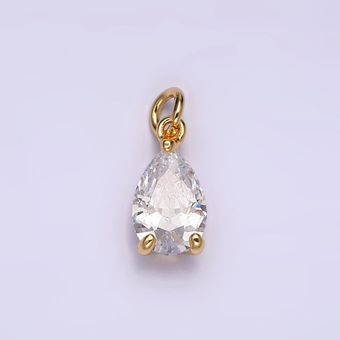 24K Gold Filled Clear Teardrop CZ Bezel Add-On Charm | AC877