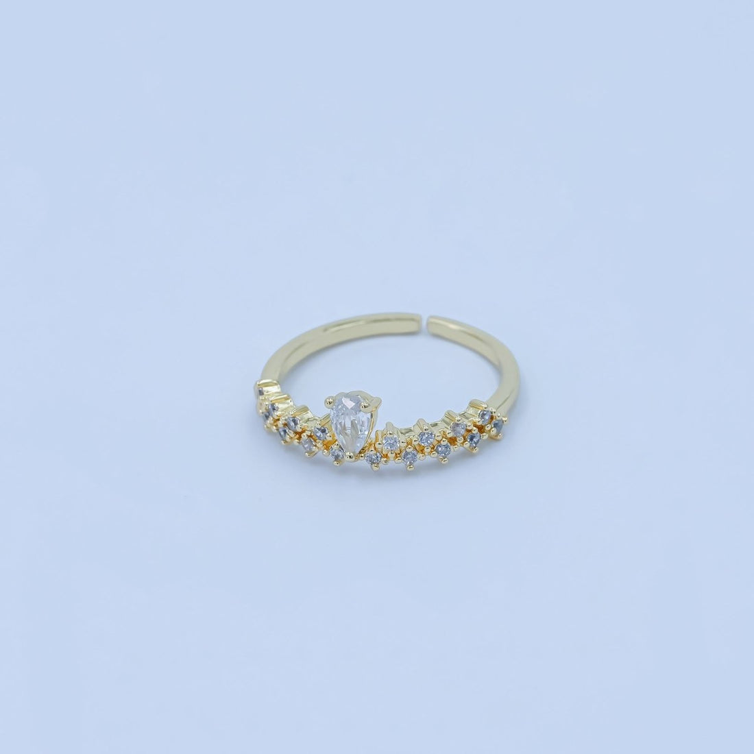 24K Gold Filled Clear Teardrop CZ Cluster Ring | O820