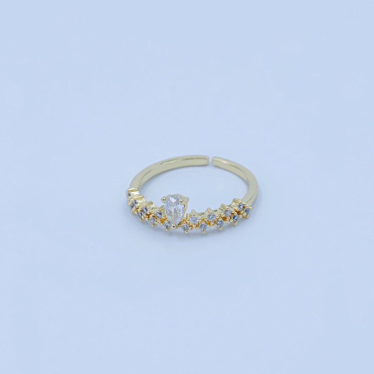 24K Gold Filled Clear Teardrop CZ Cluster Ring | O820