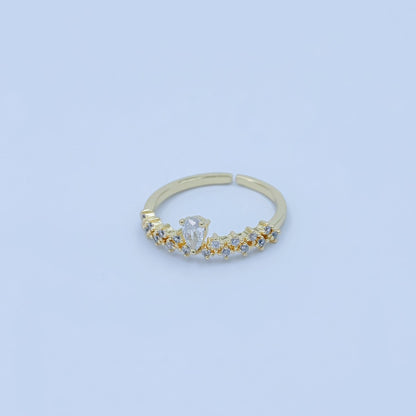 24K Gold Filled Clear Teardrop CZ Cluster Ring | O820