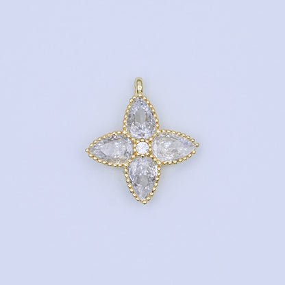 24K Gold Filled Clear Teardrop CZ Flower Charm | AJ293