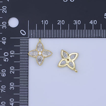 24K Gold Filled Clear Teardrop CZ Flower Charm | AJ293