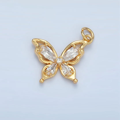 24K Gold Filled Clear Teardrop CZ Open Butterfly Charm | X560