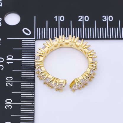 24K Gold Filled Clear Triangle CZ Cluster Band Adjustable Ring | O150